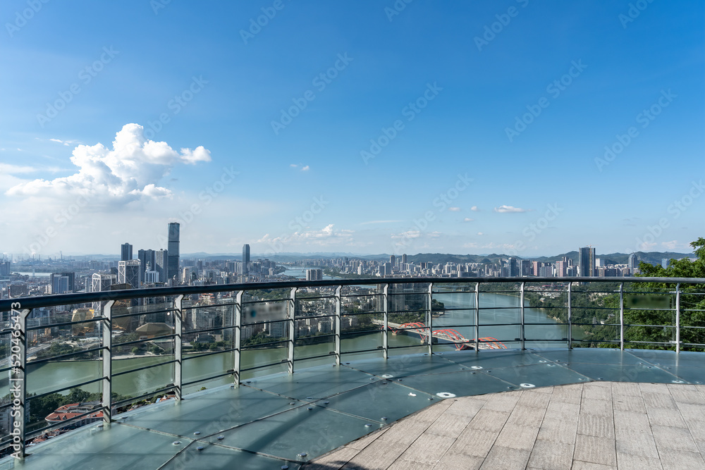 aerial photography guangxi liuzhou city modern architecture landscape skyline