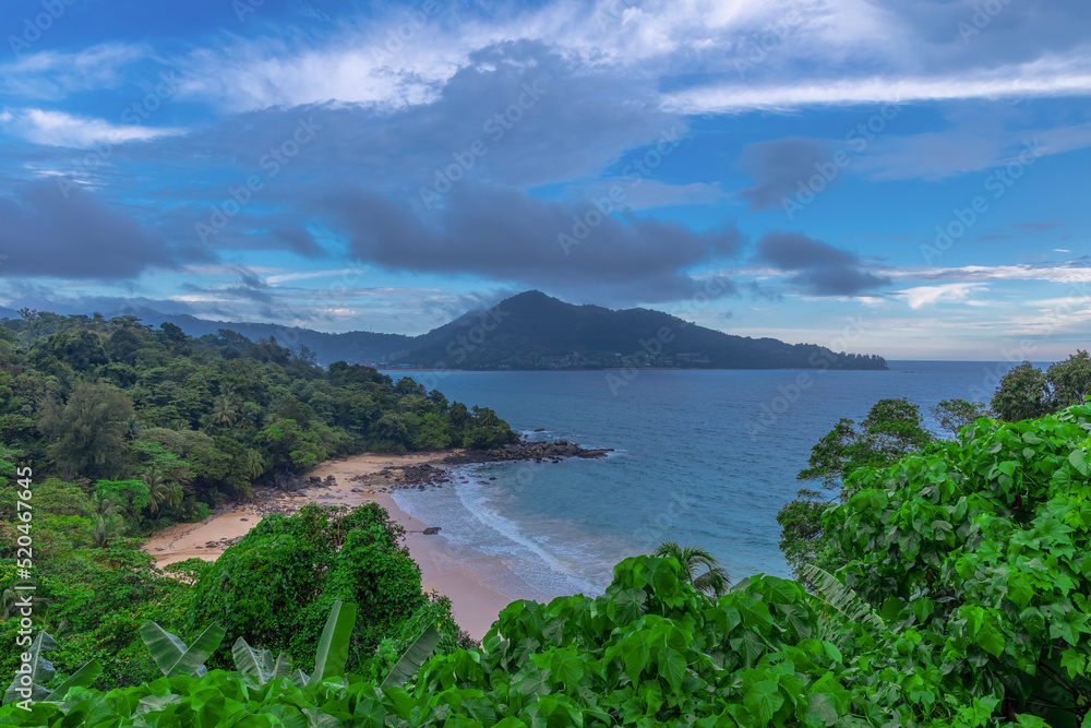 Colourful Skies Sunset over Head Laem Sing Beach in Phuket Thailand. This Lovely island waters are turquoise blue waters, lush green mountains colourful skies and beautiful views of Pa Tong Patong Colourful Skies Sunset over Head Laem Sing Beach in Phuket Thailand. This Lovely island waters are turquoise blue waters, lush green mountains colourful skies and beautiful views of Pa Tong Patong