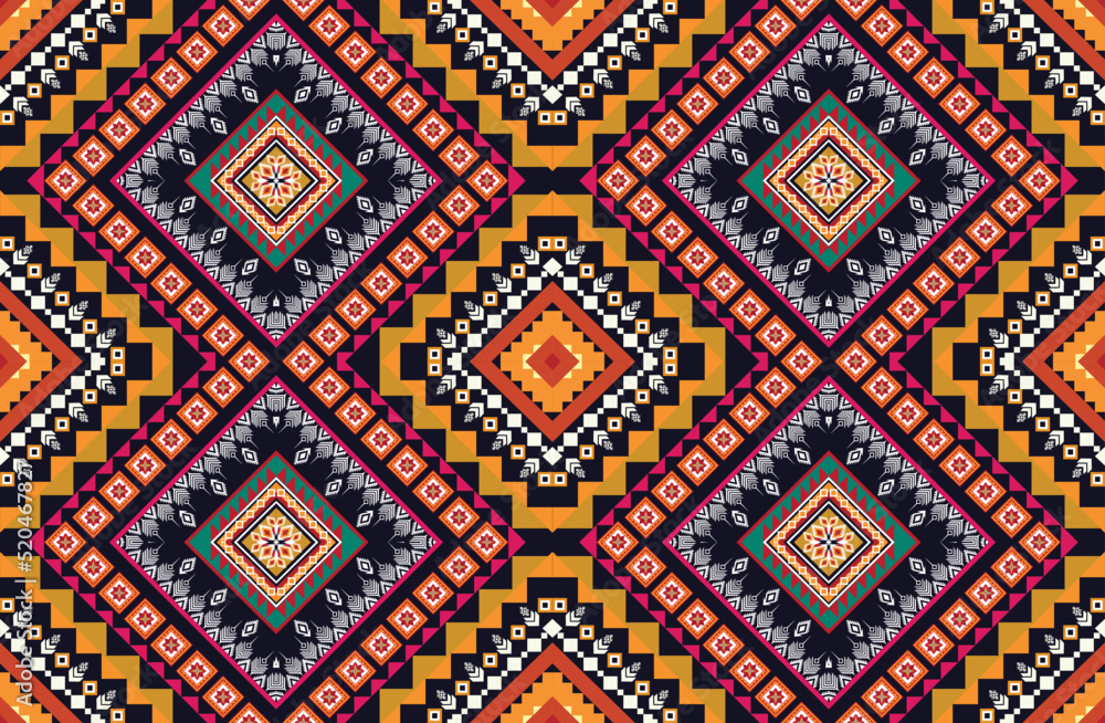 Geometric ethnic flower pattern for background,fabric,wrapping,clothing,wallpaper,Batik,carpet,embroidery style.