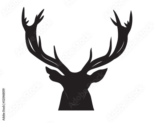 Deer silhouette vector isolated. Adult deer, stag with horns.