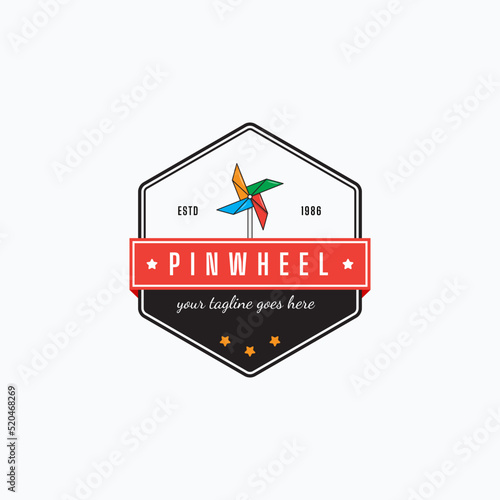 Minimalist pinwheel badge vector illustration design
