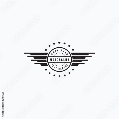 Vintage motor club logo vector illustration design