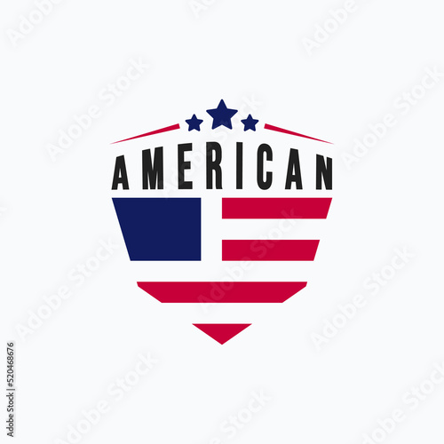 Vector illustration of shield american flag emblem, badge, logo design