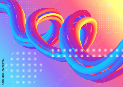 Colorful Abstract fluid wave. Modern poster with gradient 3d flow shape. Innovation background design