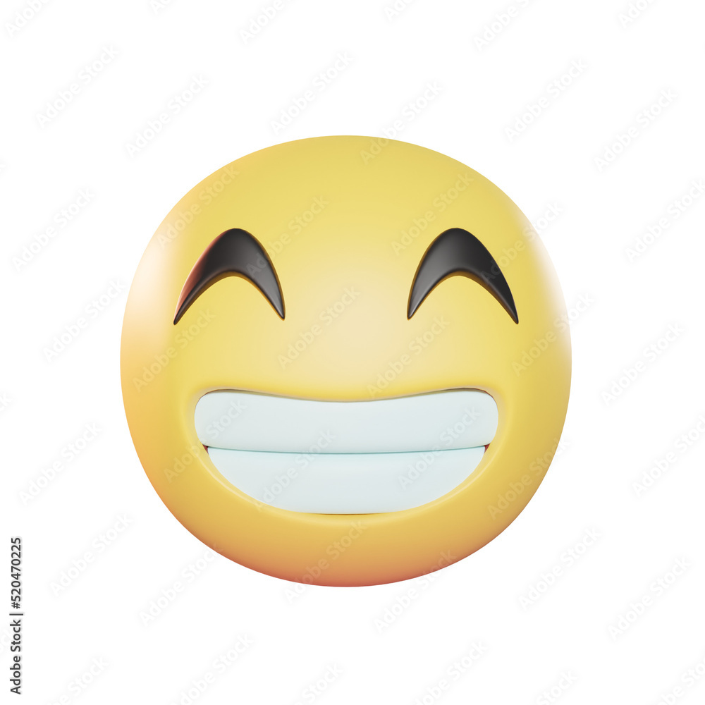 Fototapeta premium Beaming face with smiling eyes Emoji 3D Illustration