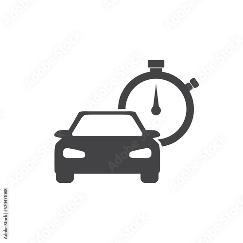 vector illustration of car and stopwatch icon.