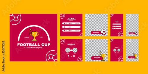 Football Cup Social Media Kit - Editable world cup social media template for match result, score, schedule, highlight in square and 16:9 ratio