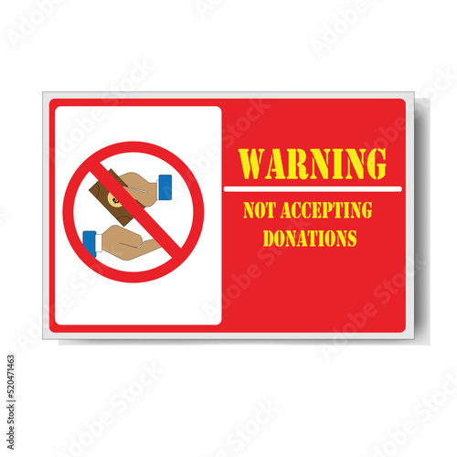 Warning sticker icon not to accept money