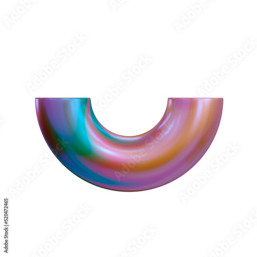 3d illustration geometric shape of half donut
