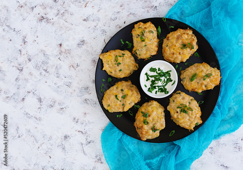 Chicken schnitzels on white background. Top view