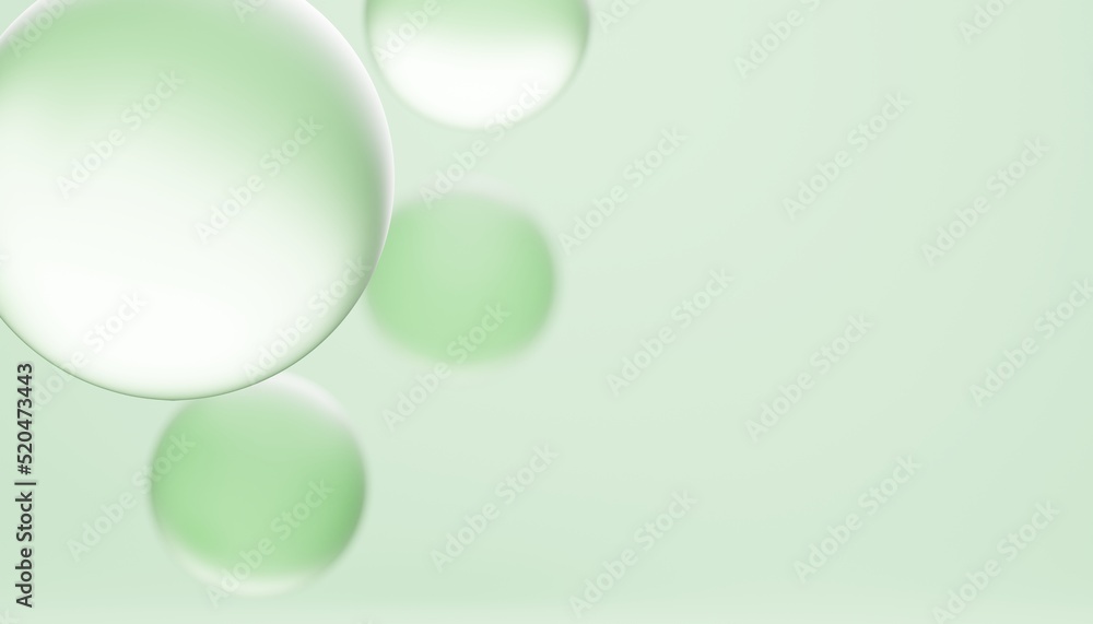 Green Bubbles cosmetic concept, Abstract Green water bubbles background. 3d rendering