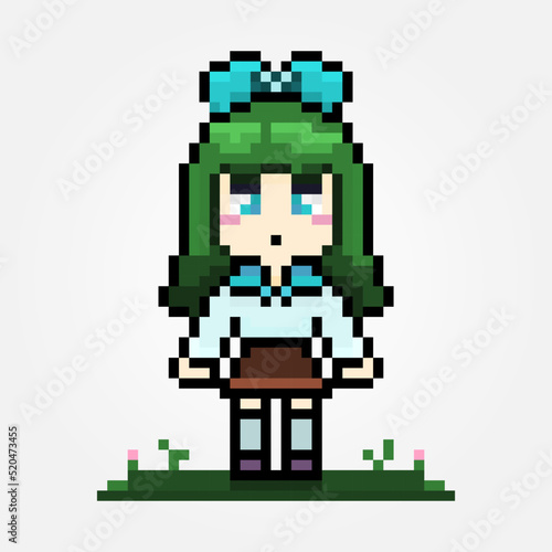 Pixel cute kid student school character