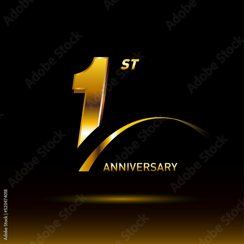 1 year golden anniversary logo celebration