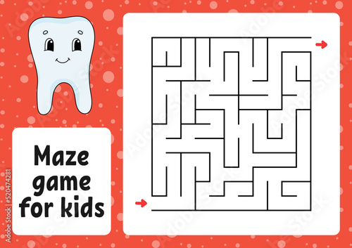 Maze game for kids. Funny labyrinth. Activity worksheet. Puzzle for children. cartoon style. Logical conundrum. Color vector illustration.