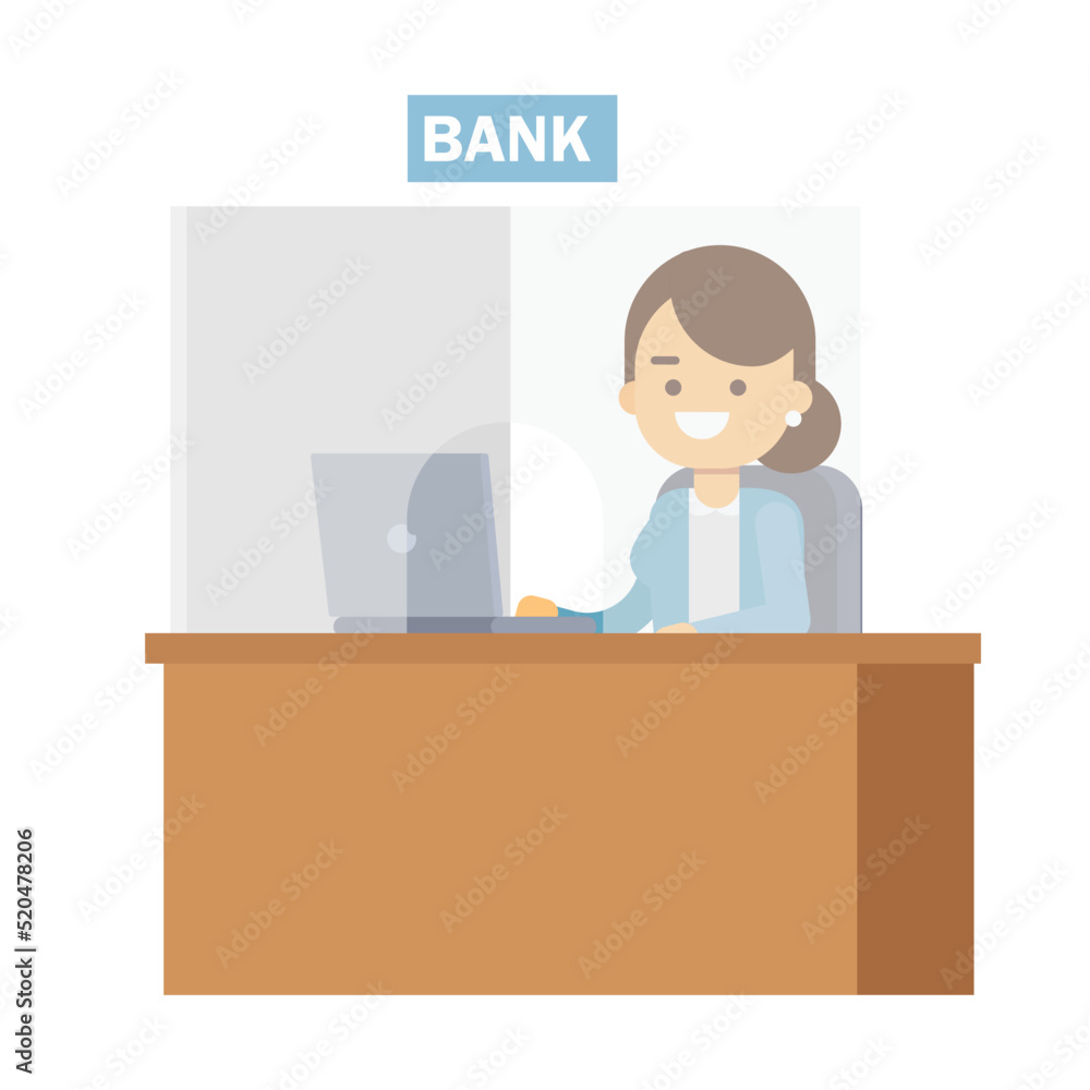 Young Bank Consultant Using Computer For Advises Young Bank Consultant Using Computer For Advises