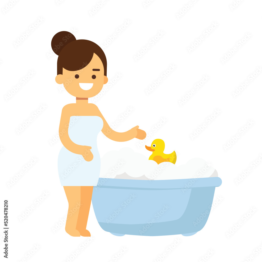 Beautiful Girl Wash In Bath. Washing Woman In Foam. Beautiful Girl Wash In Bath. Washing Woman In Foam.