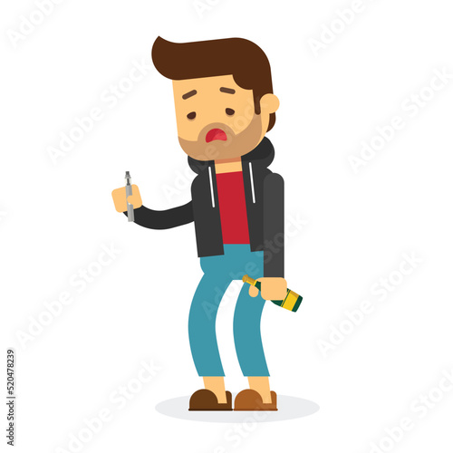 Depression alcoholism addiction concept sad male