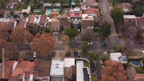 Traffic Commuting In Luxurious Estate District In Buenos Aires, Aerial photo