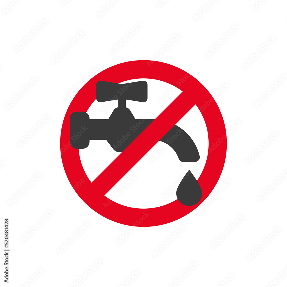 Turn off the water faucet icon isolated on white background.Vector illustration. Turn off the water faucet icon isolated on white background.Vector illustration.