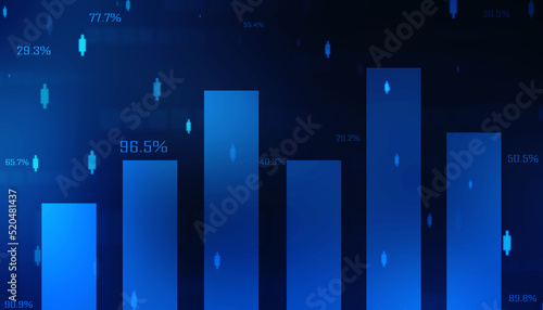 Business Growth graph on technology background, Futuristic raise arrow chart digital transformation abstract technology background. Big data and business growth currency stock and investment economy