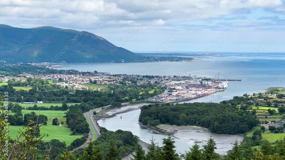 Flagstaff Viewpoint on Fathom Hill near Newry, you have a fantastic view over Carlingford Lough with the Mourne Mountains in the background.