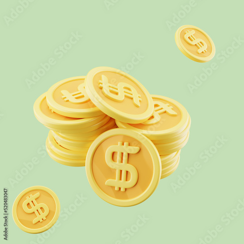 3D rendering stack dollar coin