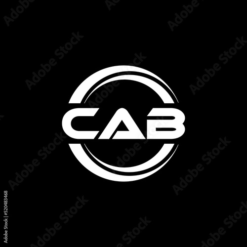 CAB letter logo design with black background in illustrator, vector logo modern alphabet font overlap style. calligraphy designs for logo, Poster, Invitation, etc.