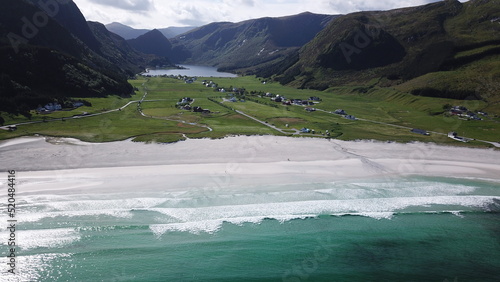 Refviksanden Beach Area Aerial View Bremanger Norway photo