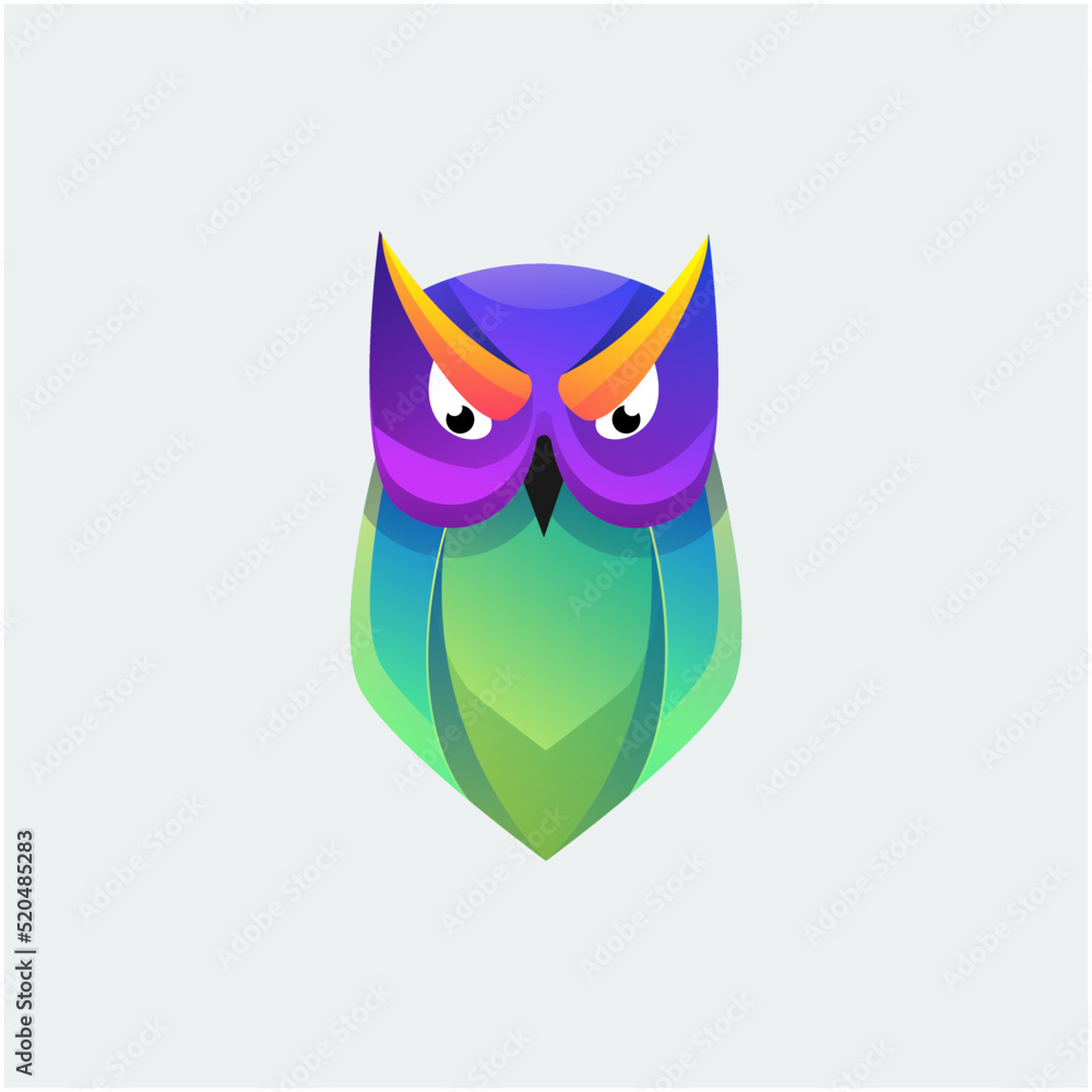 cute owl colorful logo