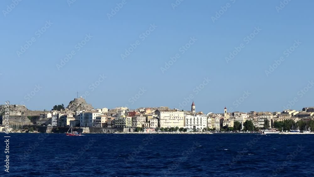 Corfu, Greece, The skyline of Corfu seen from an approaching ferry. Corfu, Greece, The skyline of Corfu seen from an approaching ferry.