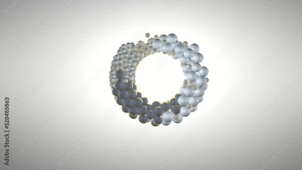 3d animation. The balls are collected in a ring. 3d animation. The balls are collected in a ring.