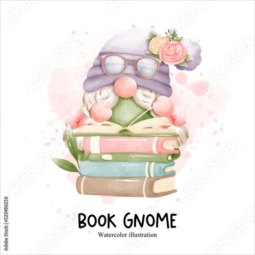 book gnome, library gnome vector illustration photo