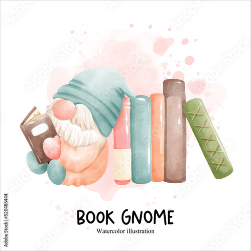 book gnome, library gnome vector illustration
