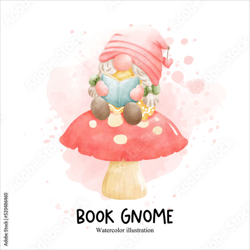 book gnome, library gnome vector illustration