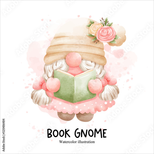 book gnome, library gnome vector illustration
