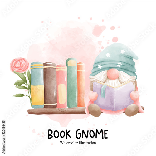 book gnome, library gnome vector illustration