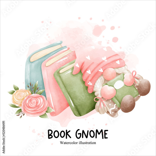 book gnome, library gnome vector illustration
