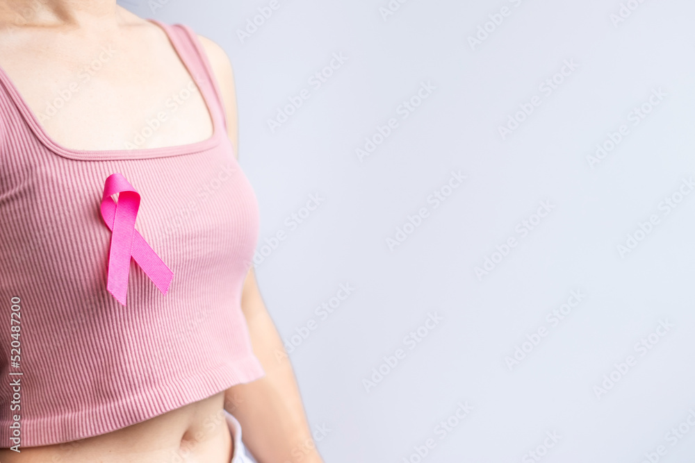 custom made wallpaper toronto digitalPink October Breast Cancer Awareness month, woman hand hold pink Ribbon and wear shirt for support people life and illness. National cancer survivors month, Mother and World cancer day concept