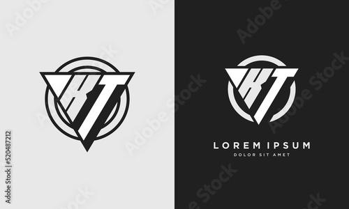 Letter KT triangle logo icon modern stylish monogram design