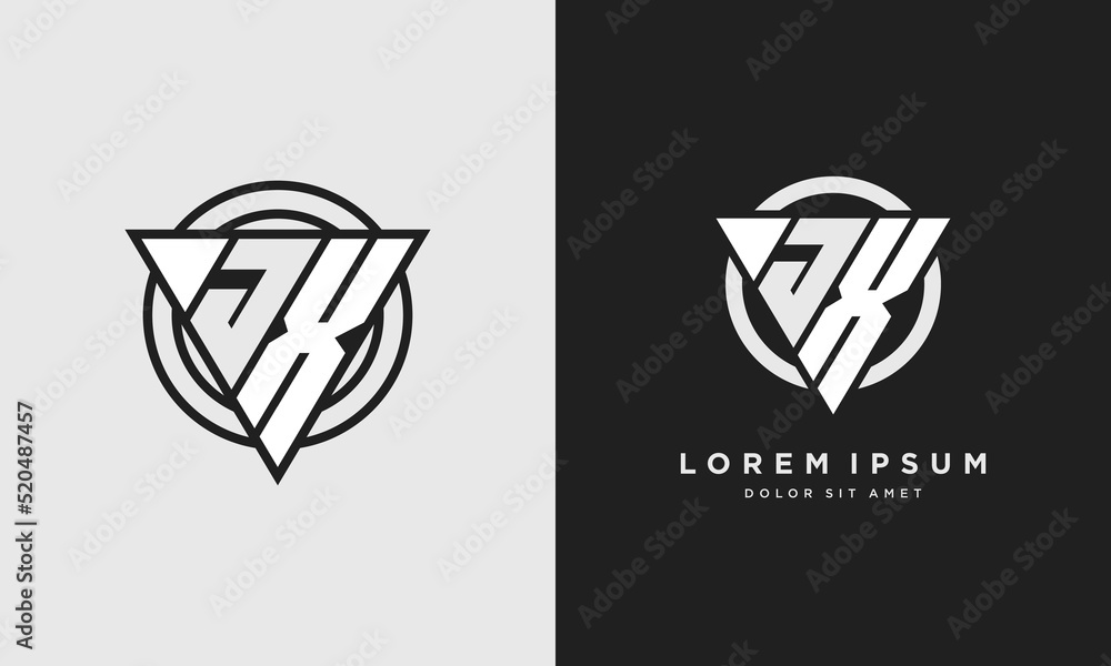 Letter JX triangle logo icon modern stylish monogram design Stock ...