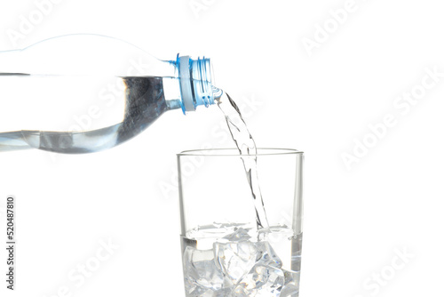 Wallpaper Mural Water pour from bottle in glass, isolated on white background Torontodigital.ca