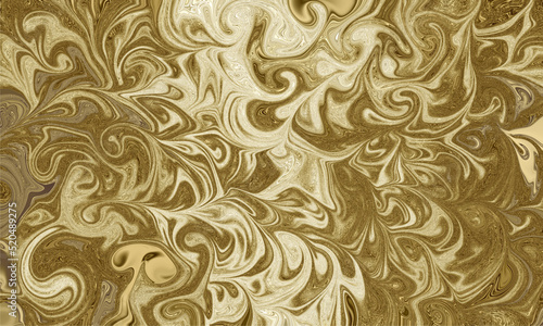 Gold Liquid Marble Canvas Abstract Painting Rectangle Background With Gold Glitter Texture