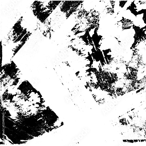 Black and white grunge. Abstract monochrome vector texture. Dirty chaotic pattern of scratches, cracks, stains. Surreal background