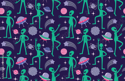 Cute space pattern with aliens.
