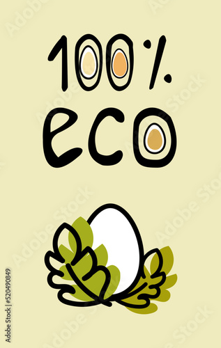 Simple emblem eco chicken egg, organic product