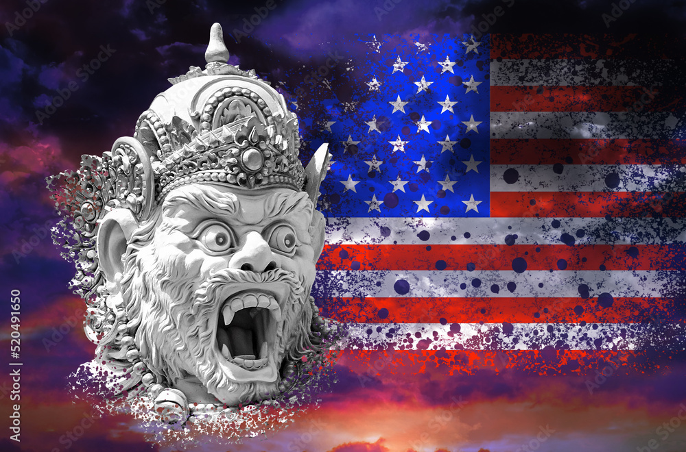 A new outbreak of viral infection at USA, monkey pox. Head of statue