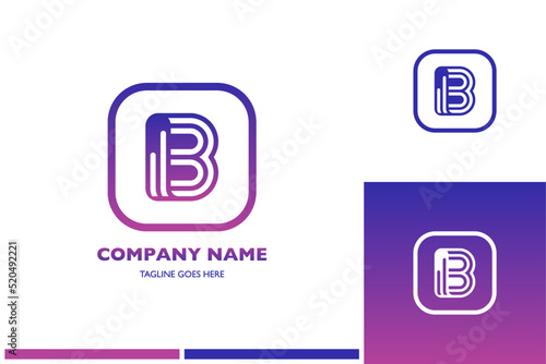 Logo set letter B with gradient on 3 different backgrounds. Vector graphic design company logo. Editable vector design.