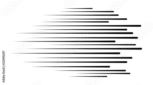 Horizontal speed lines for comic books. Manga, anime graphic speed striped texture. Horizontal fast motion lines for comic books. Vector illustration isolated on white background.