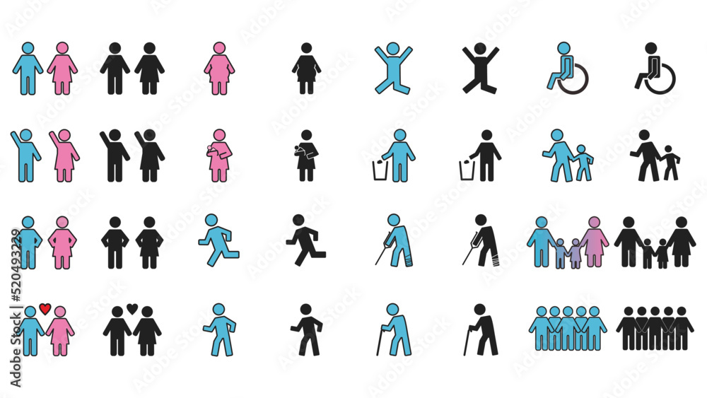 set stickman icon vector illustration set stickman icon vector illustration