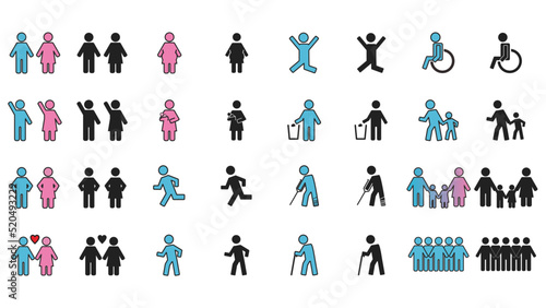 set stickman icon vector illustration